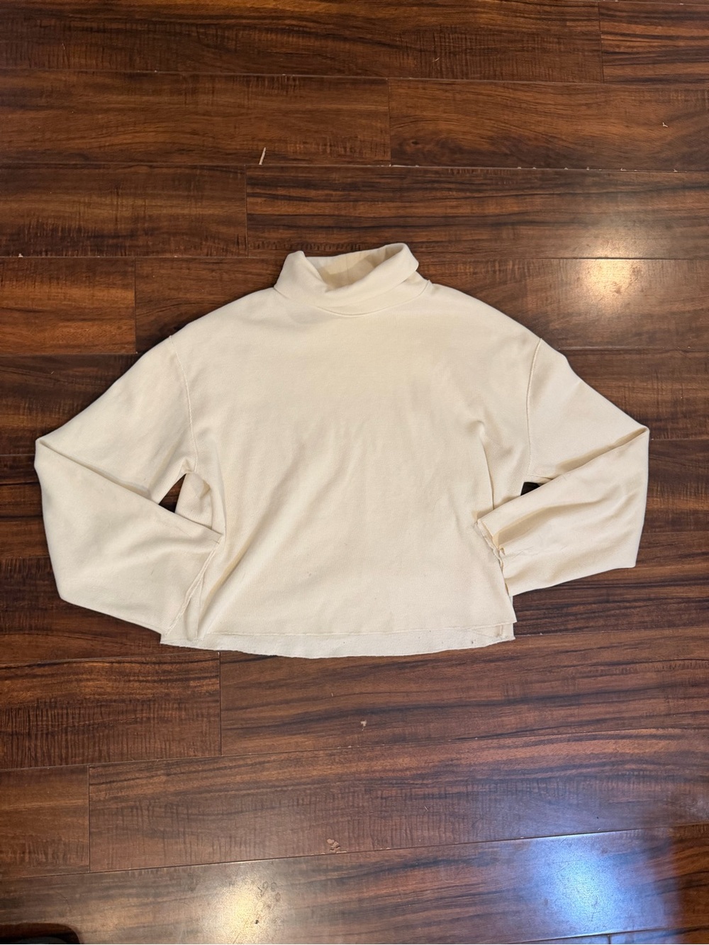 Zara Cream Ribbed Mock Neck Sweater